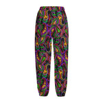 Dark Bohemian Paisley Pattern Print Fleece Lined Knit Pants