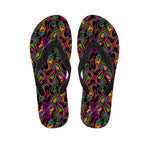 Dark Bohemian Paisley Pattern Print Flip Flops