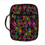 Dark Bohemian Paisley Pattern Print Front Pocket Bible Bag
