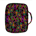 Dark Bohemian Paisley Pattern Print Front Pocket Bible Bag