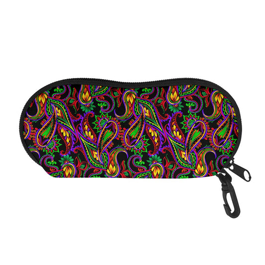 Dark Bohemian Paisley Pattern Print Glasses Case
