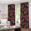 Dark Bohemian Paisley Pattern Print Grommet Curtains