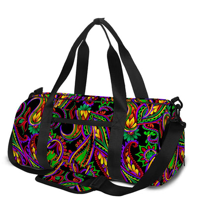 Dark Bohemian Paisley Pattern Print Gym Bag