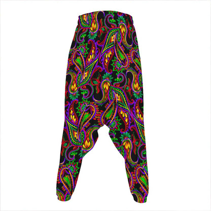 Dark Bohemian Paisley Pattern Print Hammer Pants