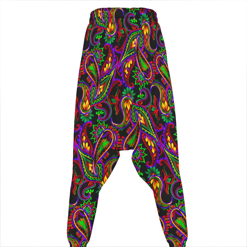 Dark Bohemian Paisley Pattern Print Hammer Pants