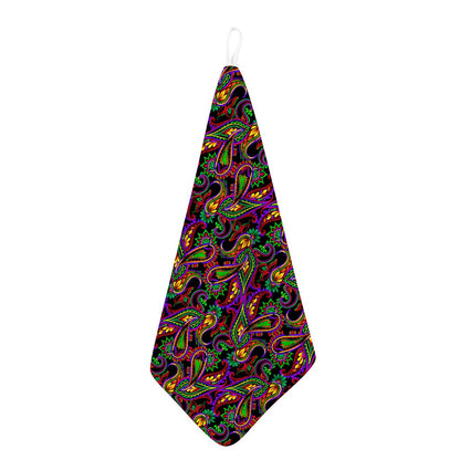 Dark Bohemian Paisley Pattern Print Hand Towel