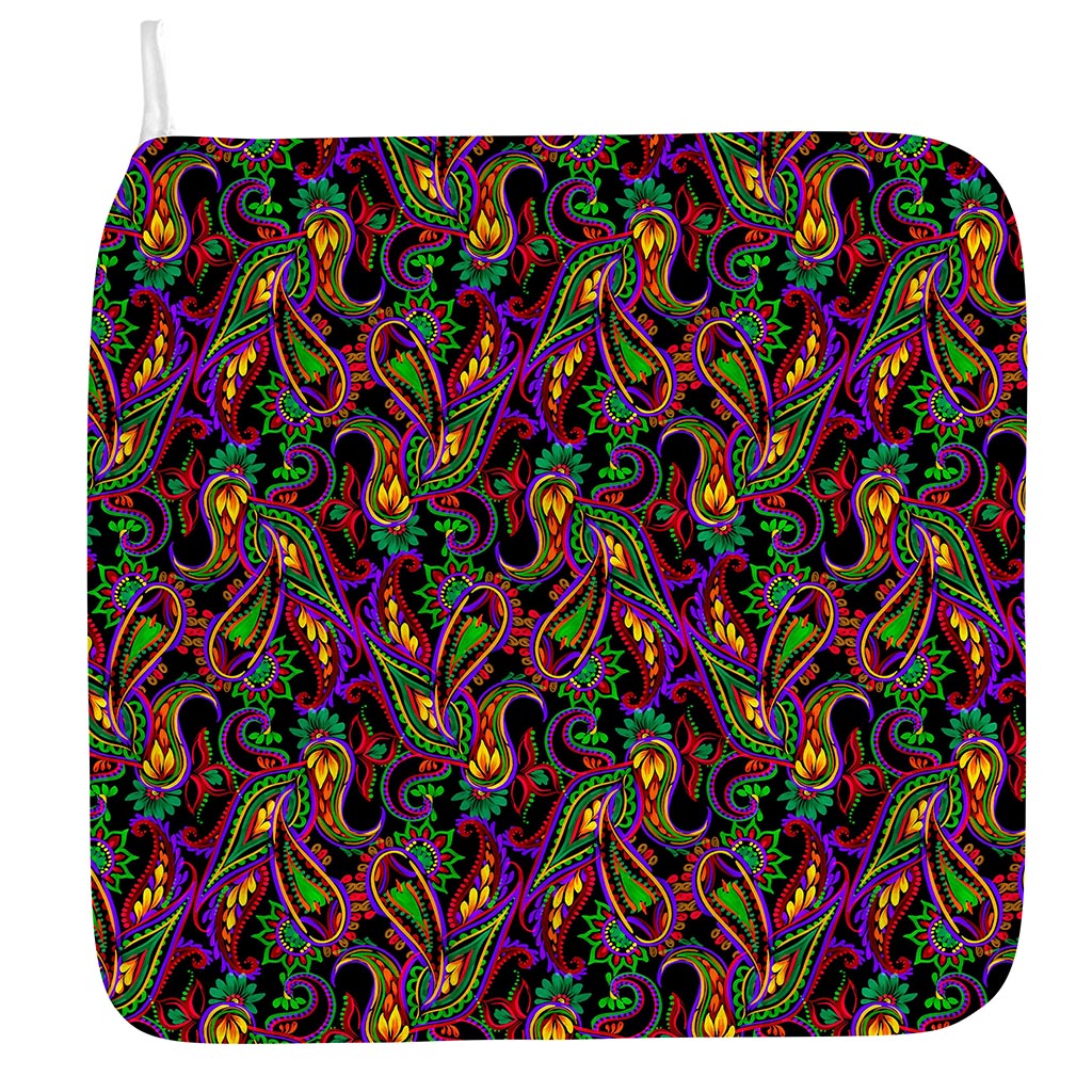 Dark Bohemian Paisley Pattern Print Hand Towel