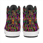 Dark Bohemian Paisley Pattern Print High Top Leather Sneakers