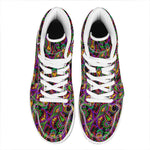 Dark Bohemian Paisley Pattern Print High Top Leather Sneakers
