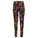 Dark Bohemian Paisley Pattern Print High-Waisted Pocket Leggings