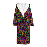 Dark Bohemian Paisley Pattern Print Hooded Bathrobe