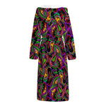 Dark Bohemian Paisley Pattern Print Hooded Bathrobe