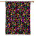 Dark Bohemian Paisley Pattern Print House Flag