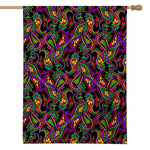 Dark Bohemian Paisley Pattern Print House Flag