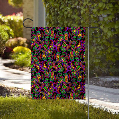 Dark Bohemian Paisley Pattern Print House Flag