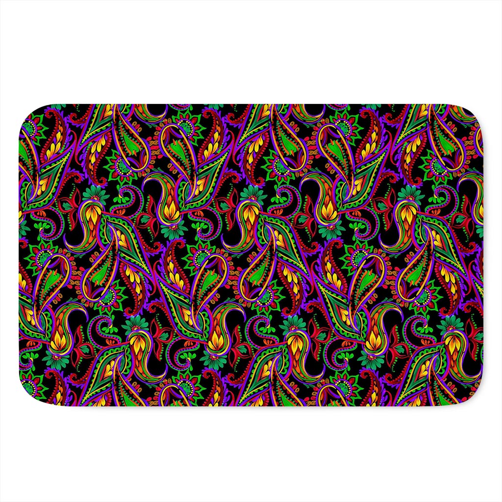 Dark Bohemian Paisley Pattern Print Indoor Door Mat