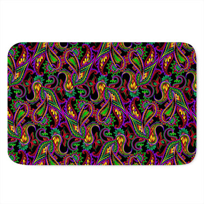 Dark Bohemian Paisley Pattern Print Indoor Door Mat