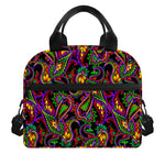 Dark Bohemian Paisley Pattern Print Insulated Lunch Bag