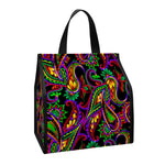 Dark Bohemian Paisley Pattern Print Insulated Lunch Tote
