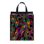 Dark Bohemian Paisley Pattern Print Insulated Lunch Tote