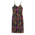 Dark Bohemian Paisley Pattern Print Jersey Midi Cami Dress
