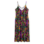 Dark Bohemian Paisley Pattern Print Jersey Midi Cami Dress