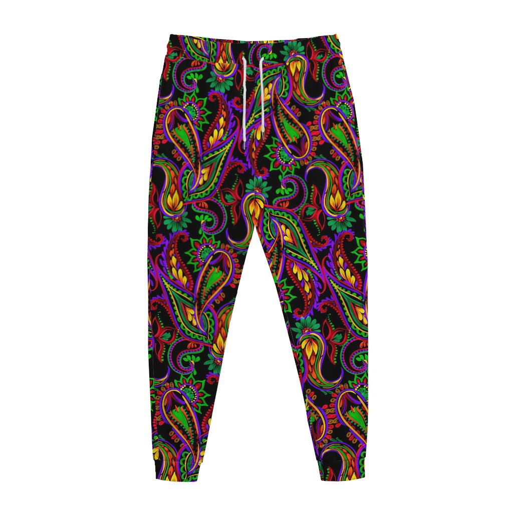Dark Bohemian Paisley Pattern Print Jogger Pants