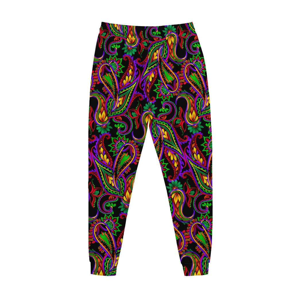 Dark Bohemian Paisley Pattern Print Jogger Pants