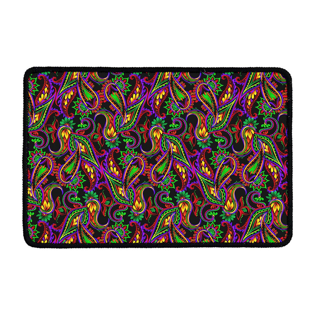 Dark Bohemian Paisley Pattern Print Kitchen Mat