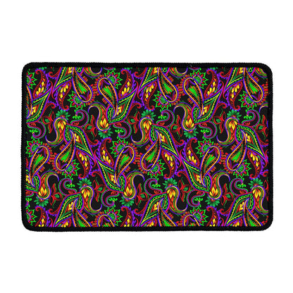 Dark Bohemian Paisley Pattern Print Kitchen Mat
