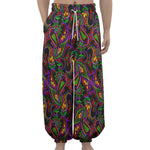 Dark Bohemian Paisley Pattern Print Lantern Pants