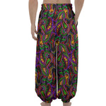 Dark Bohemian Paisley Pattern Print Lantern Pants