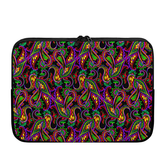 Dark Bohemian Paisley Pattern Print Laptop Sleeve