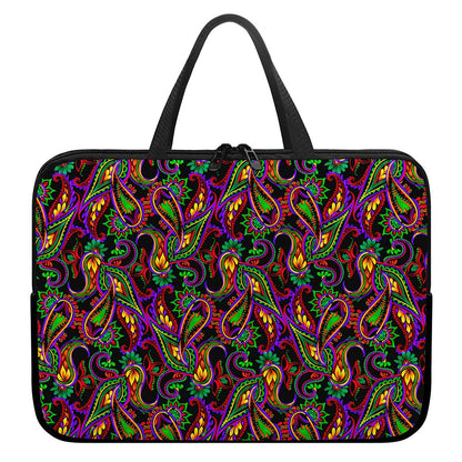 Dark Bohemian Paisley Pattern Print Laptop Sleeve With Handle
