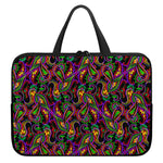 Dark Bohemian Paisley Pattern Print Laptop Sleeve With Handle