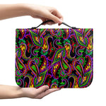 Dark Bohemian Paisley Pattern Print Leather Bible Cover