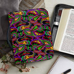 Dark Bohemian Paisley Pattern Print Leather Bible Cover