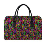 Dark Bohemian Paisley Pattern Print Leather Duffle Bag