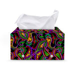 Dark Bohemian Paisley Pattern Print Leather Tissue Box Cover