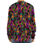 Dark Bohemian Paisley Pattern Print Long Sleeve Baseball Jersey
