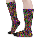 Dark Bohemian Paisley Pattern Print Long Socks