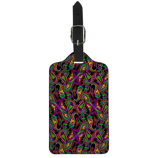 Dark Bohemian Paisley Pattern Print Luggage Tag