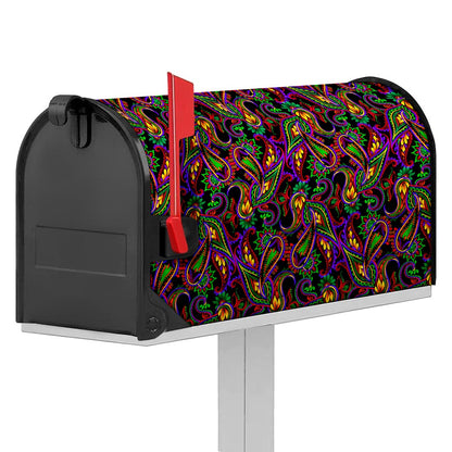 Dark Bohemian Paisley Pattern Print Mailbox Cover