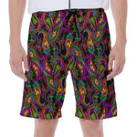 Dark Bohemian Paisley Pattern Print Men's Beach Shorts