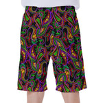 Dark Bohemian Paisley Pattern Print Men's Beach Shorts