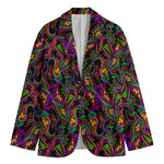 Dark Bohemian Paisley Pattern Print Men's Blazer