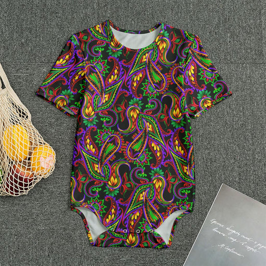Dark Bohemian Paisley Pattern Print Men's Bodysuit