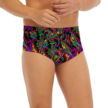 Dark Bohemian Paisley Pattern Print Men's Briefs