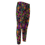 Dark Bohemian Paisley Pattern Print Men's Compression Pants