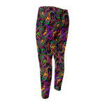 Dark Bohemian Paisley Pattern Print Men's Compression Pants